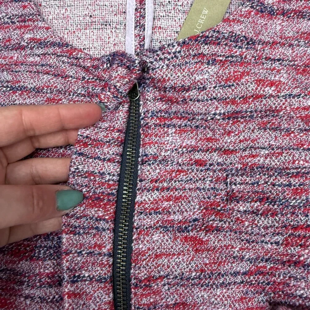 J. CREW Women's‎ NWT Knit Micro Tweed Jacket in Poppy Zip | Size L